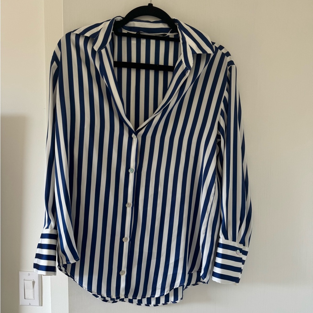 Zara silk striped button down